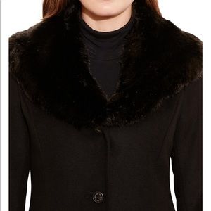 Black fur lined coat.